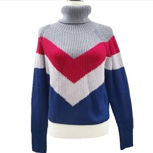 Wilfred Free Aritzia Tilberg Turtleneck Knit Wool Chevron Sweater XS